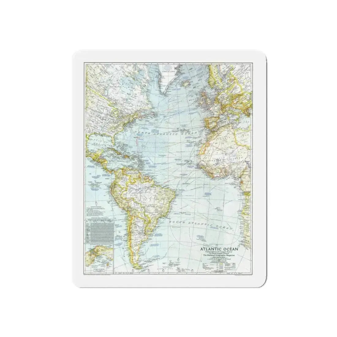 Atlantic Ocean (1941) (Map) Refrigerator Magnet 5 Inch - The Sticker Space
