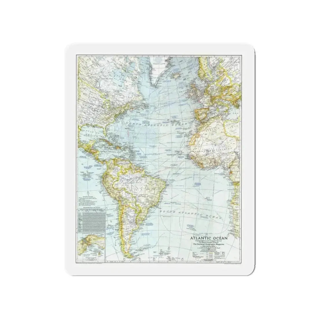 Atlantic Ocean (1941) (Map) Refrigerator Magnet - The Sticker Space