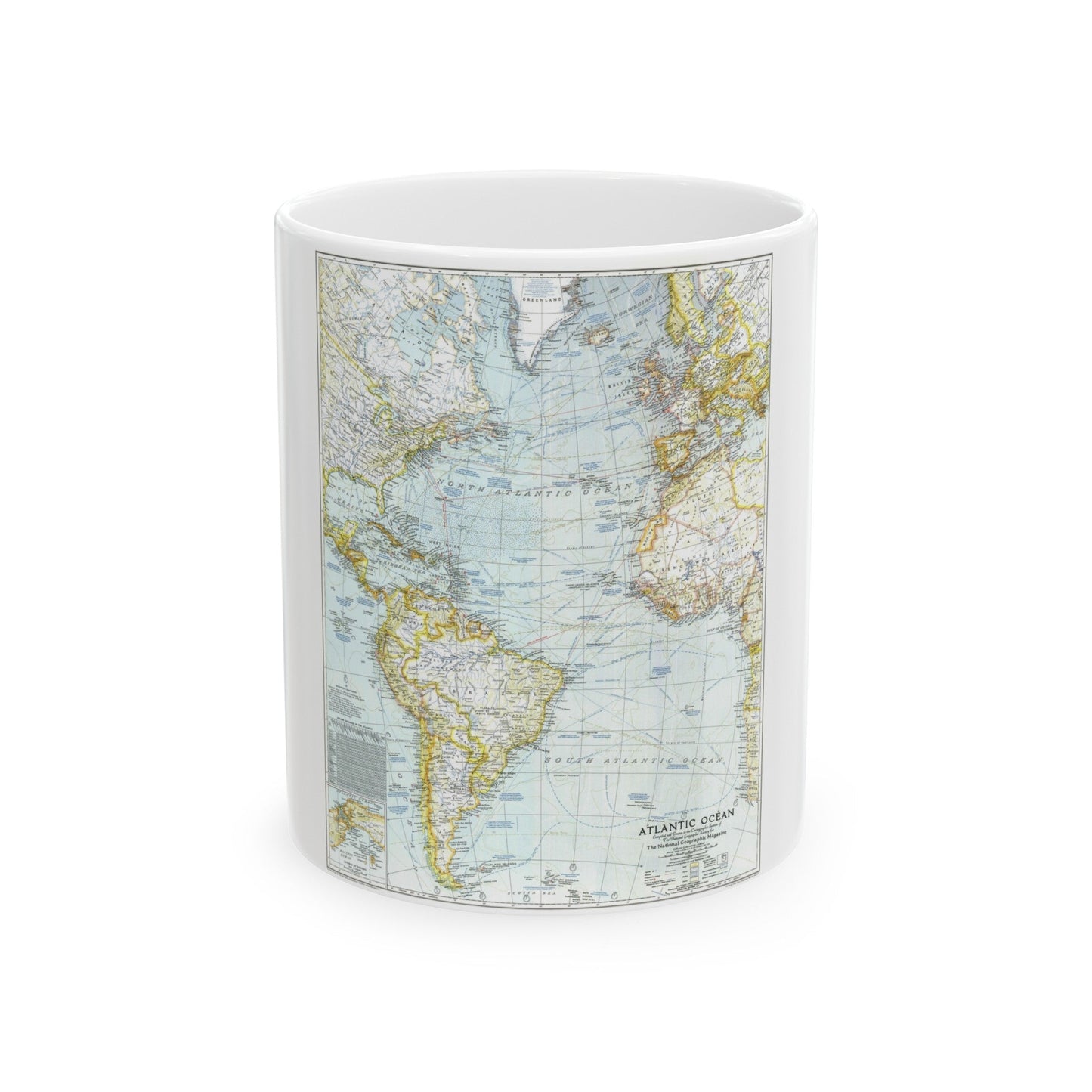 Atlantic Ocean (1941) (Map) White Coffee Mug-11oz-The Sticker Space