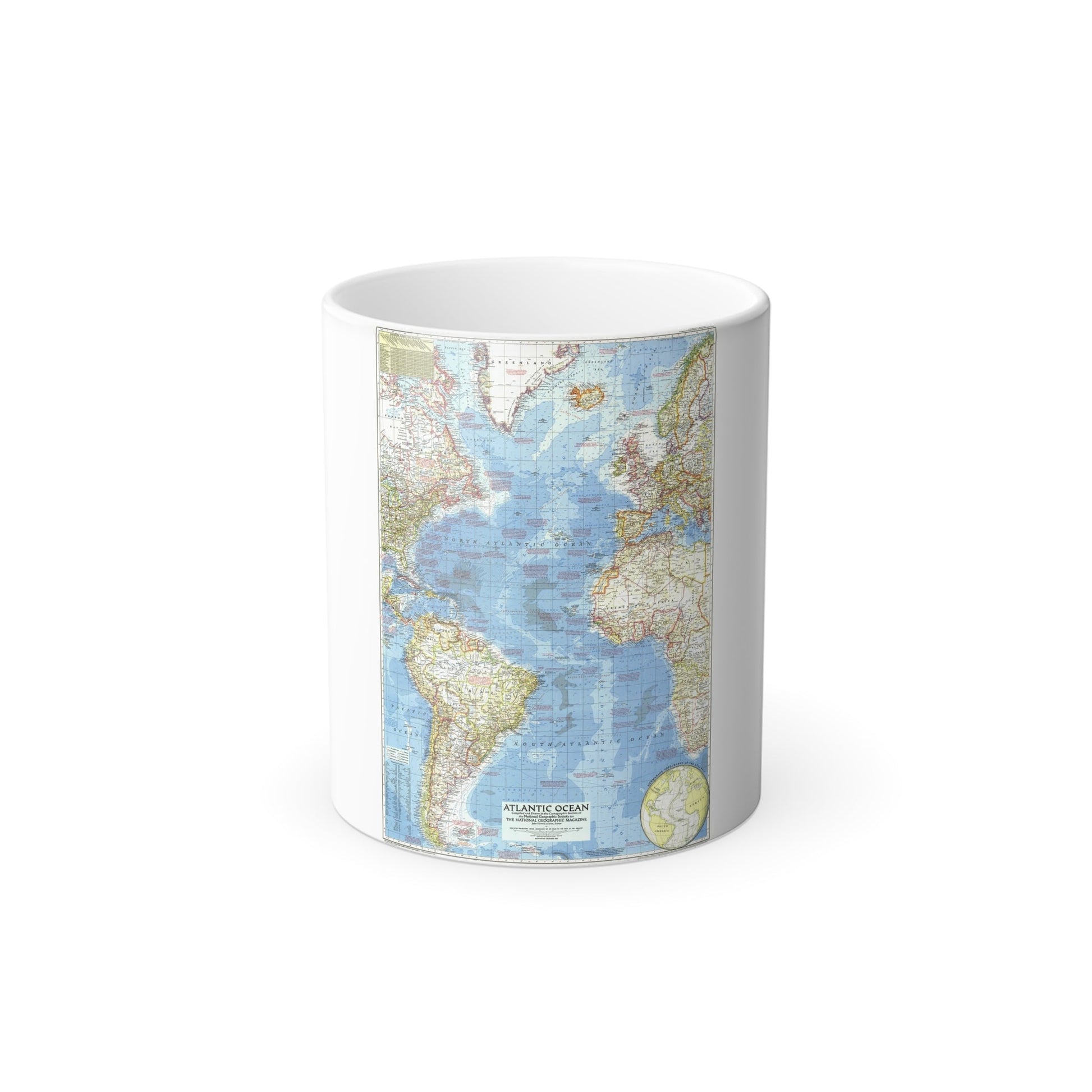 Atlantic Ocean (1955) (Map) Color Changing Mug 11oz-11oz-The Sticker Space