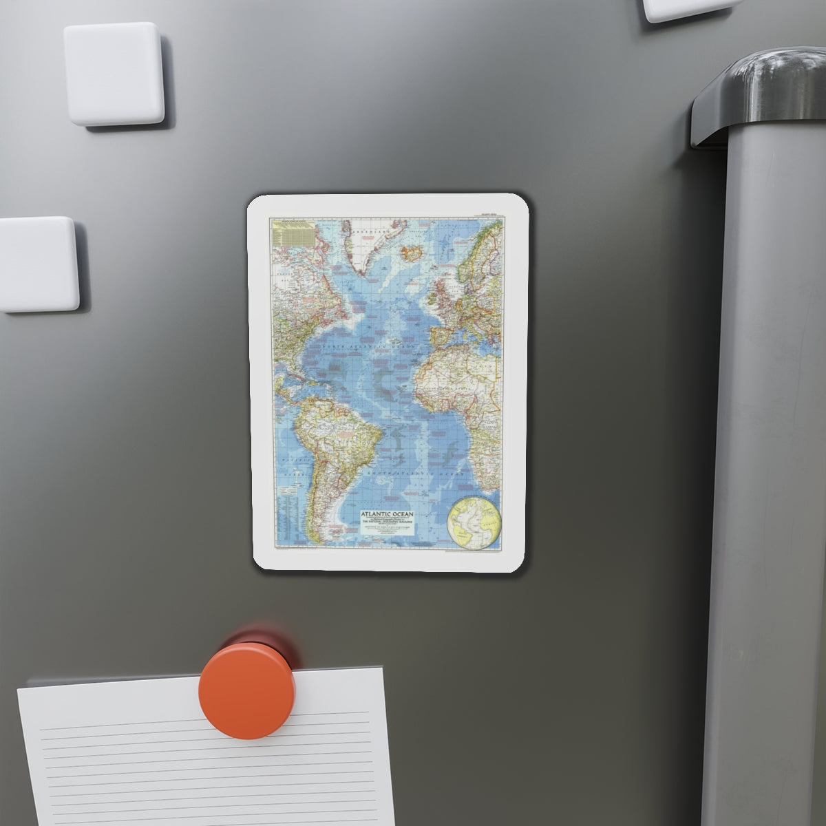 Atlantic Ocean (1955) (Map) Refrigerator Magnet-The Sticker Space