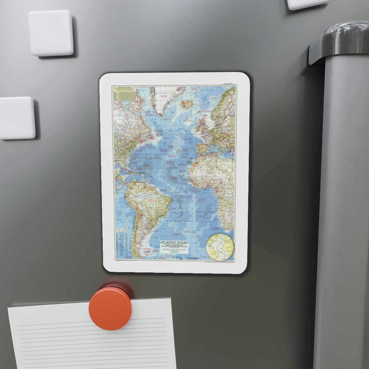 Atlantic Ocean (1955) (Map) Refrigerator Magnet-The Sticker Space