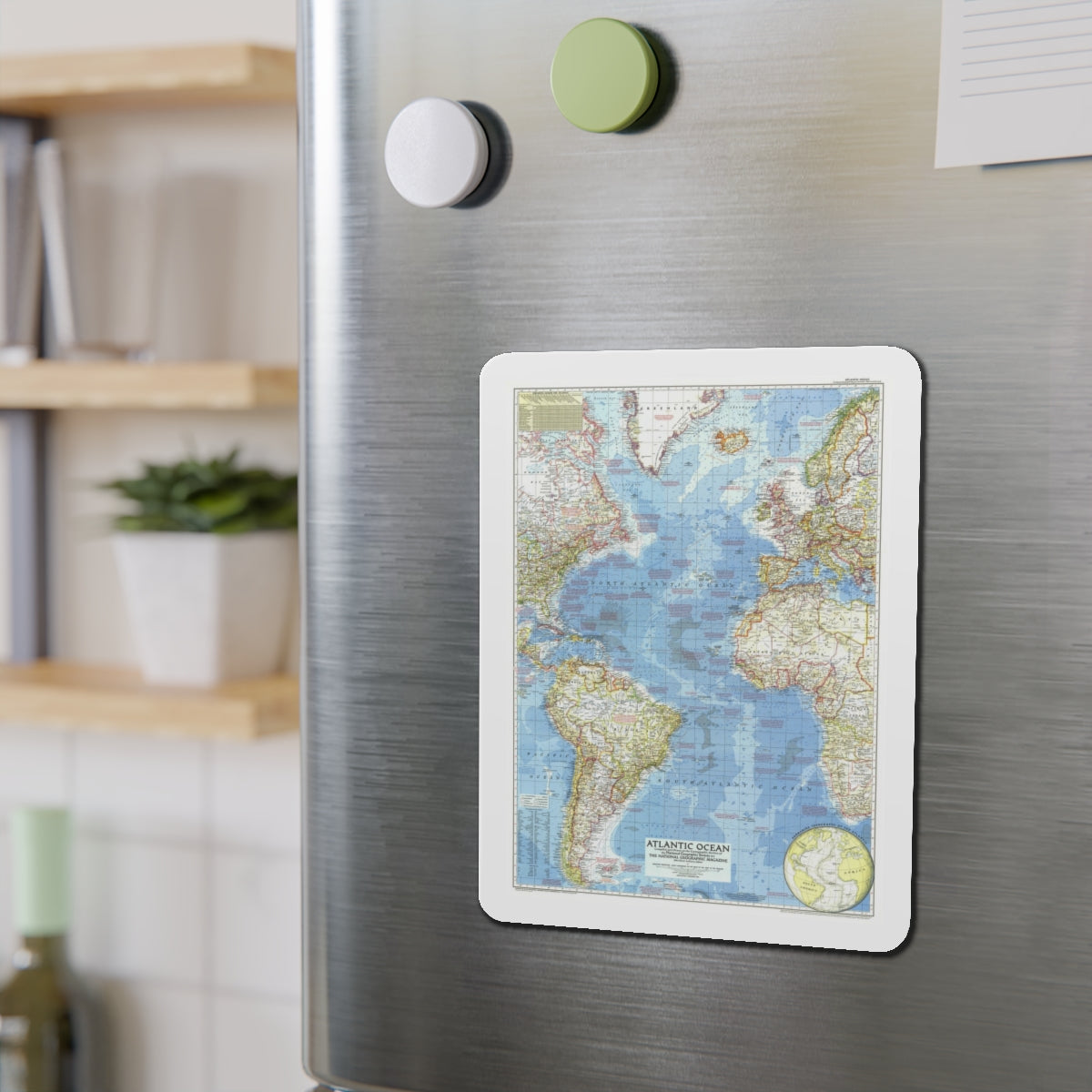 Atlantic Ocean (1955) (Map) Refrigerator Magnet-The Sticker Space