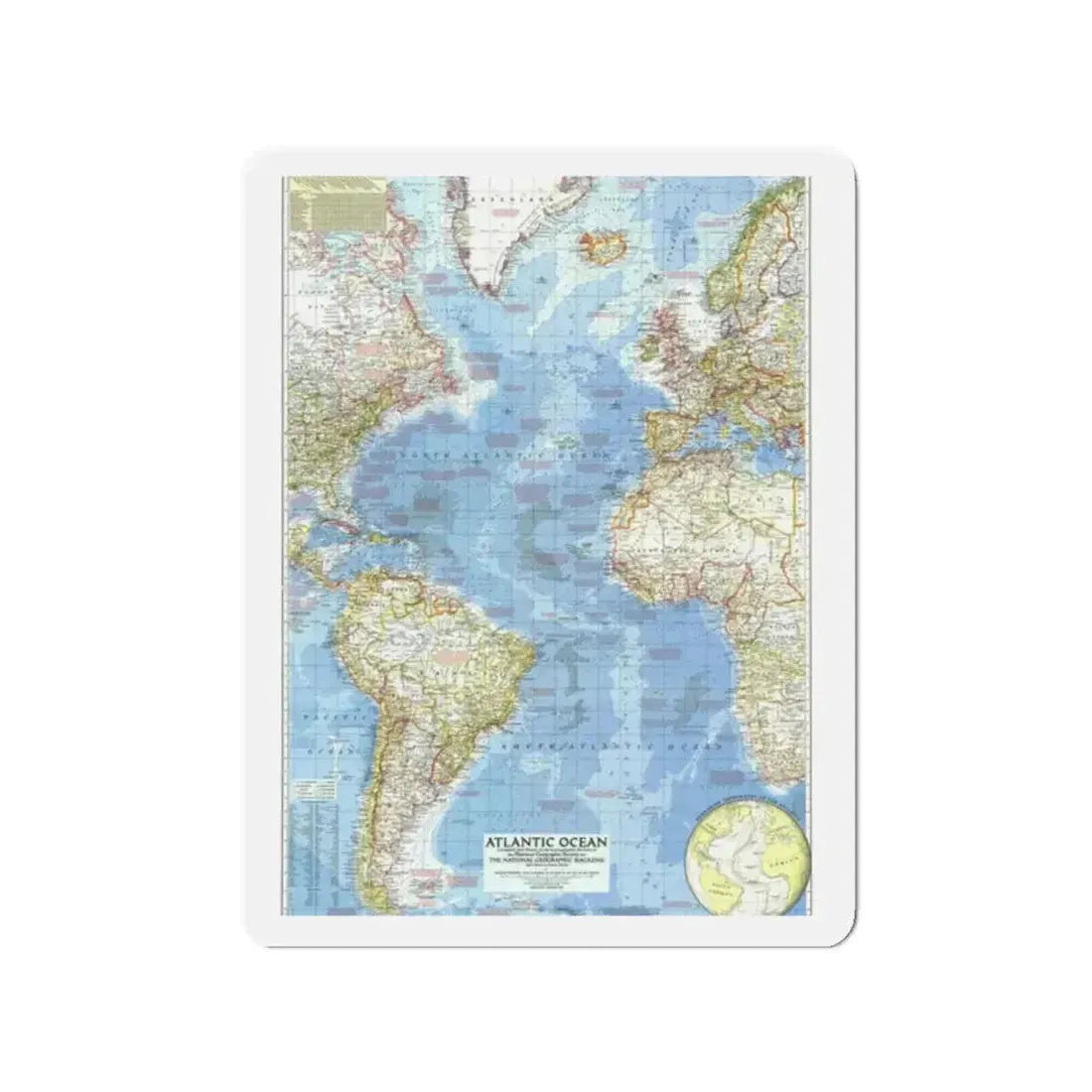 Atlantic Ocean (1955) (Map) Refrigerator Magnet - The Sticker Space
