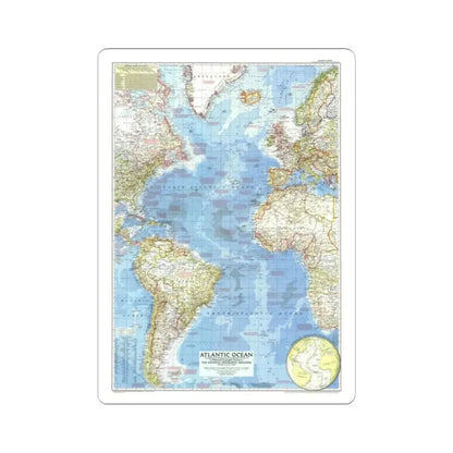 Atlantic Ocean (1955) (Map) STICKER Vinyl Kiss-Cut Decal 2 Inch White - The Sticker Space