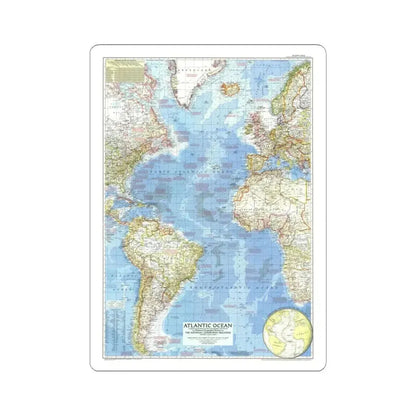 Atlantic Ocean (1955) (Map) STICKER Vinyl Kiss-Cut Decal 6 Inch White - The Sticker Space