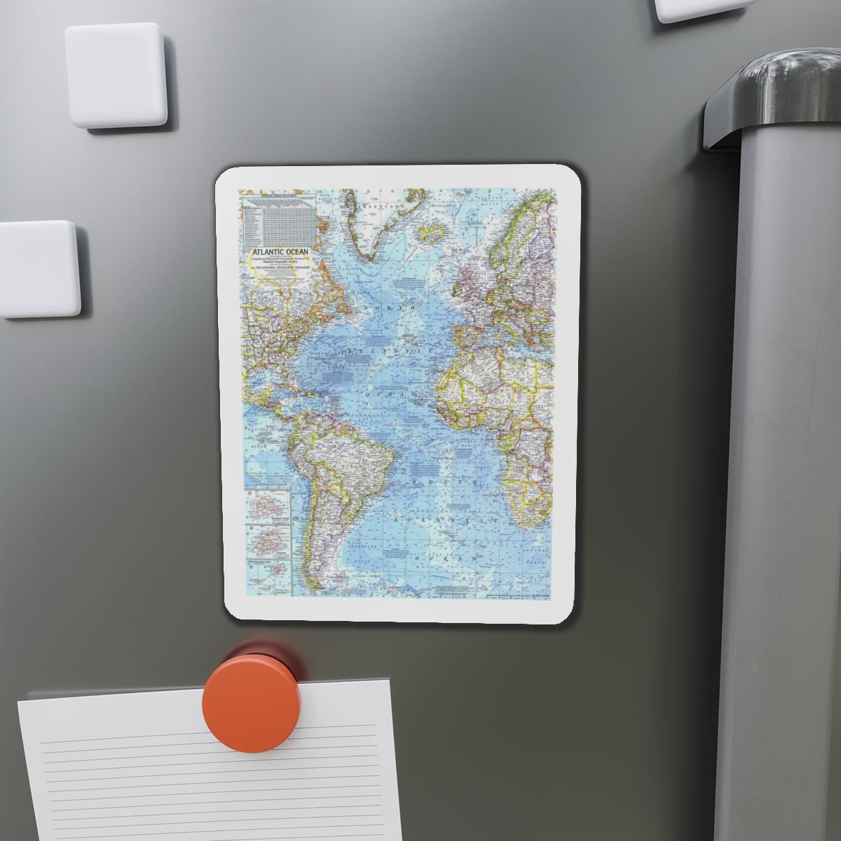 Atlantic Ocean (1968) (Map) Refrigerator Magnet-The Sticker Space