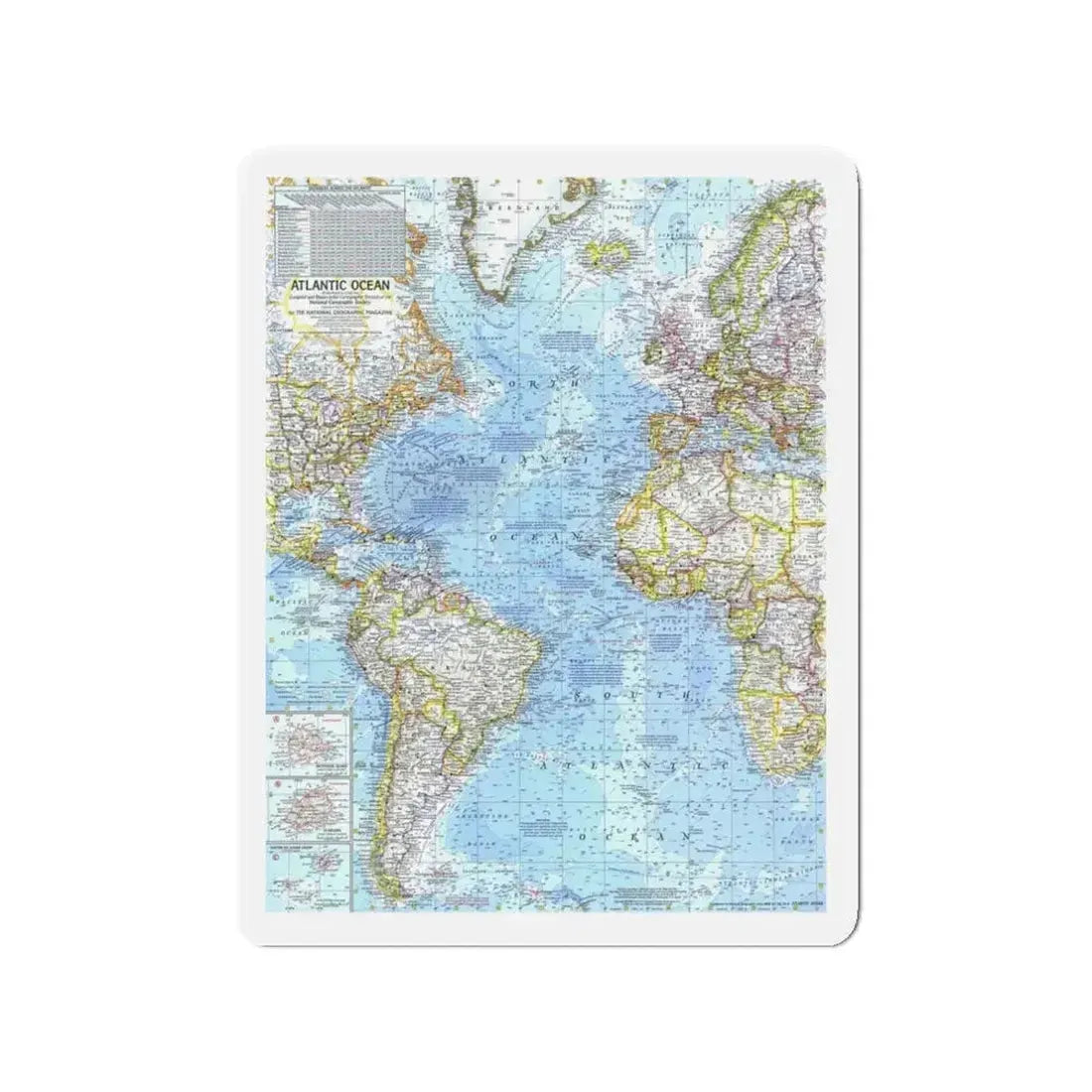 Atlantic Ocean (1968) (Map) Refrigerator Magnet - The Sticker Space