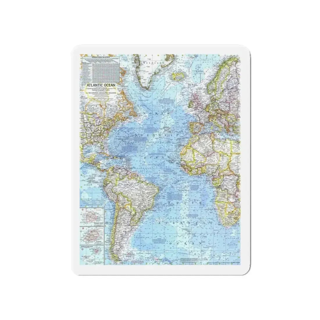 Atlantic Ocean (1968) (Map) Refrigerator Magnet - The Sticker Space