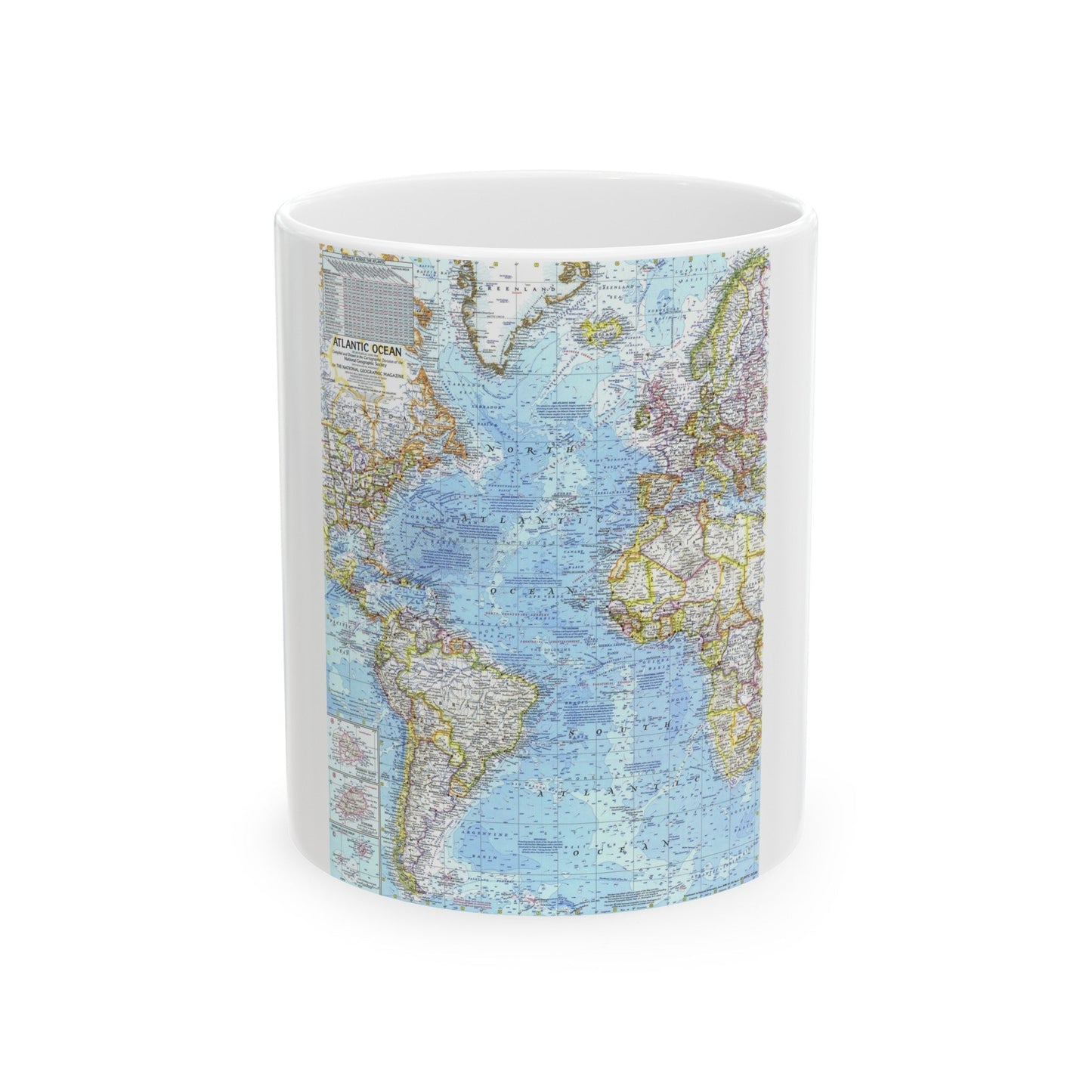 Atlantic Ocean (1968) (Map) White Coffee Mug-11oz-The Sticker Space