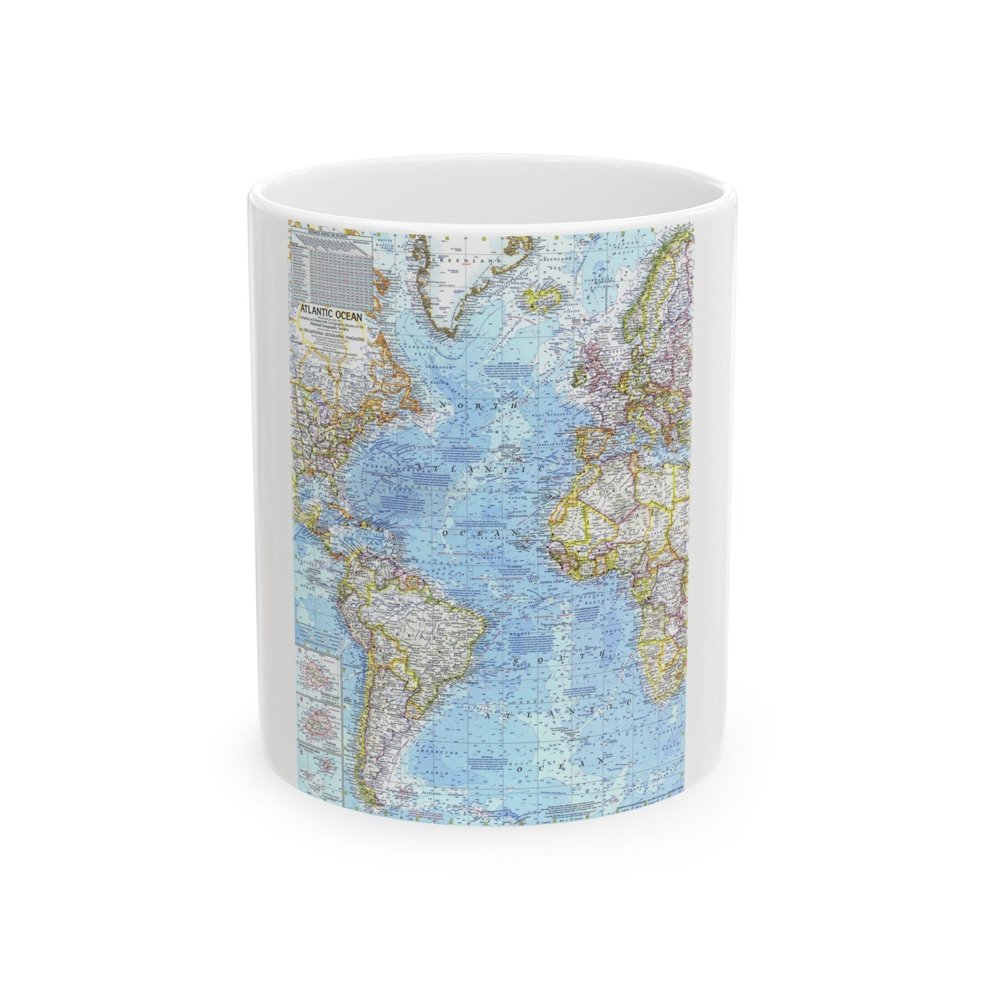 Atlantic Ocean (1968) (Map) White Coffee Mug-11oz-The Sticker Space