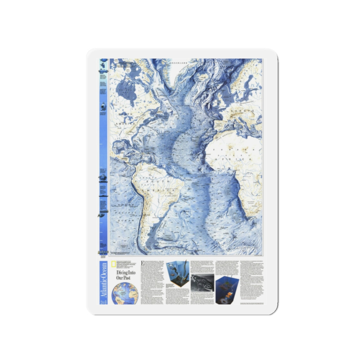 Atlantic Ocean (1990) (Map) Refrigerator Magnet-2" x 2"-The Sticker Space