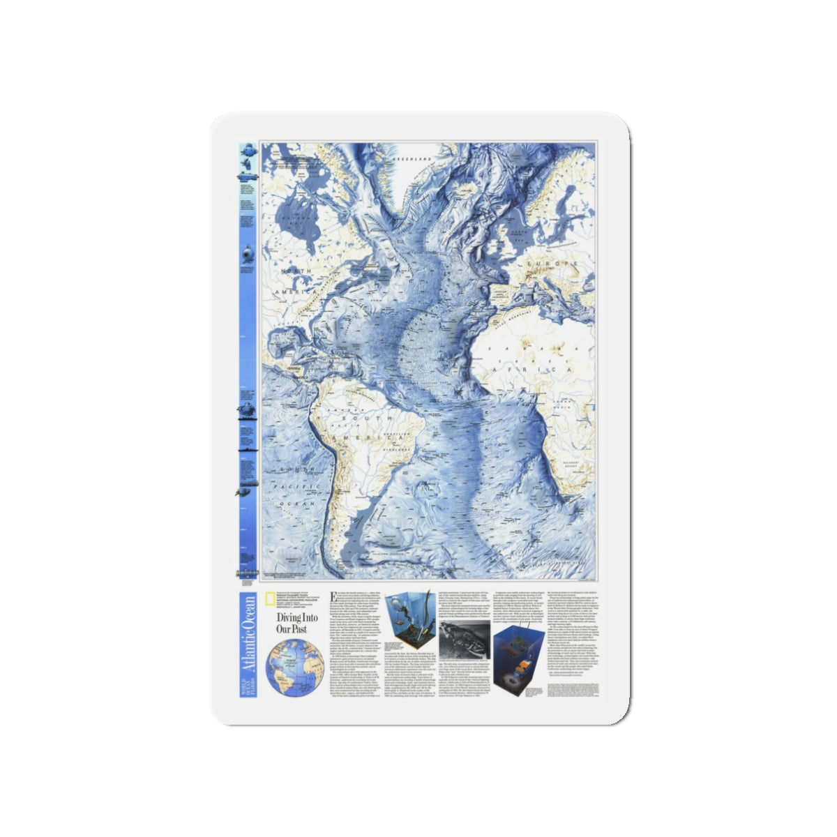 Atlantic Ocean (1990) (Map) Refrigerator Magnet-3" x 3"-The Sticker Space