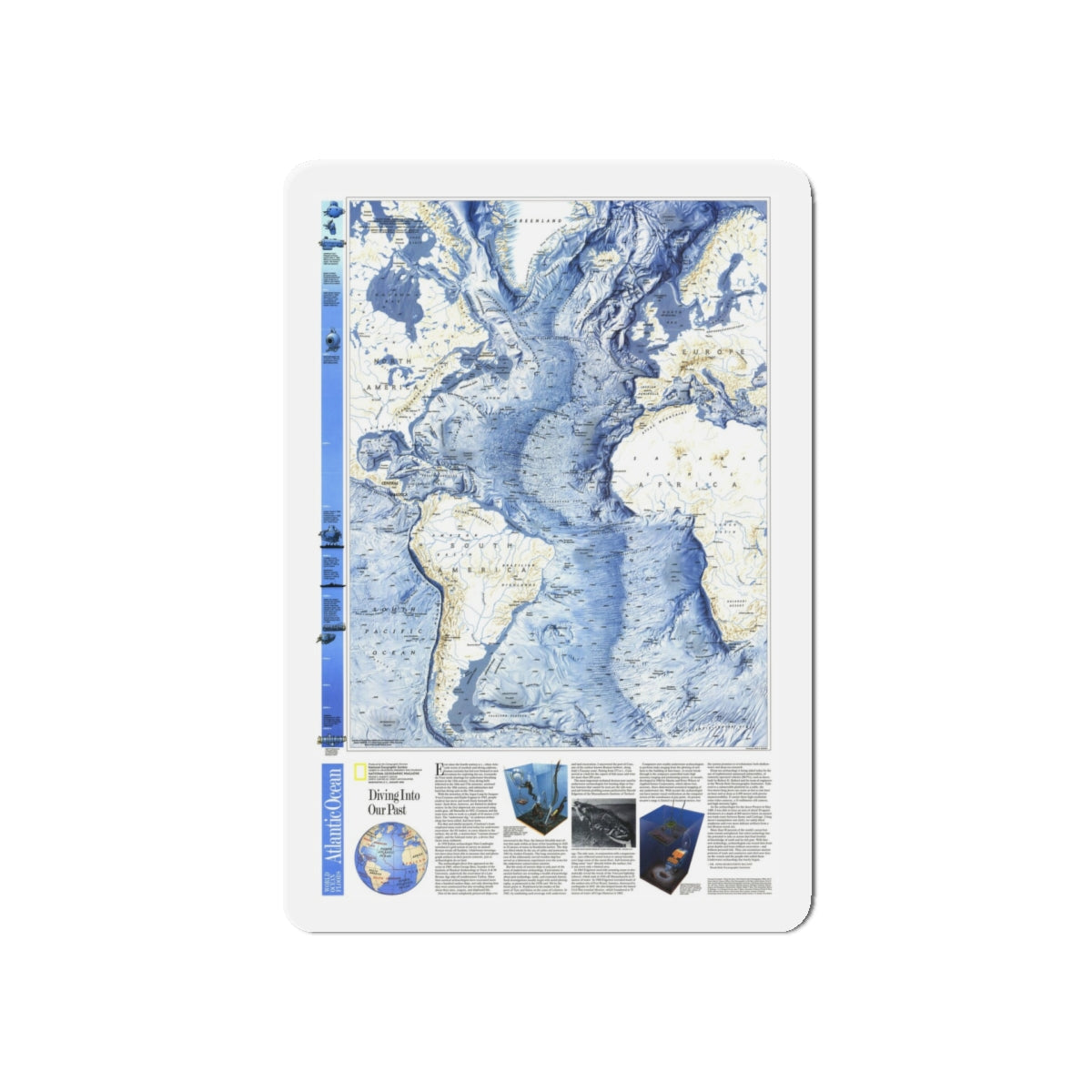 Atlantic Ocean (1990) (Map) Refrigerator Magnet-5" x 5"-The Sticker Space