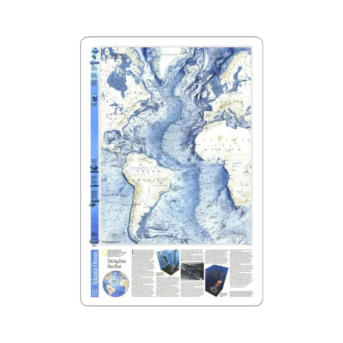 Atlantic Ocean (1990) (Map) STICKER Vinyl Kiss-Cut Decal 4 Inch White - The Sticker Space