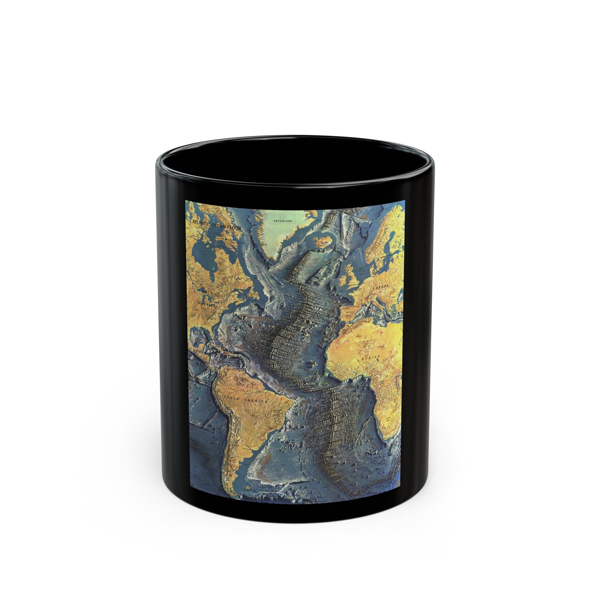 Atlantic Ocean Floor (1968) (Map) Black Coffee Mug-11oz-The Sticker Space