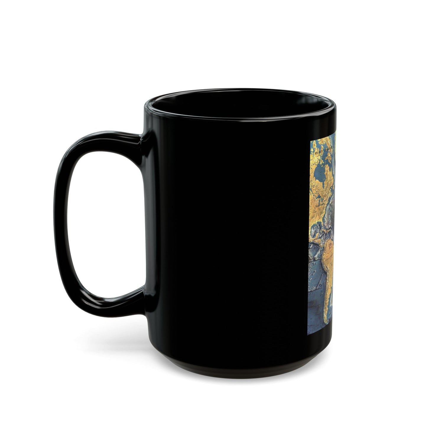 Atlantic Ocean Floor (1968) (Map) Black Coffee Mug-The Sticker Space