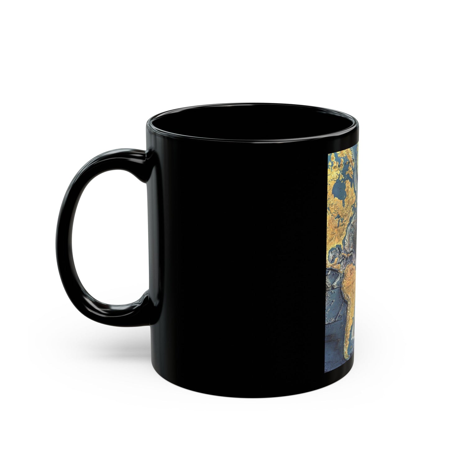 Atlantic Ocean Floor (1968) (Map) Black Coffee Mug-The Sticker Space