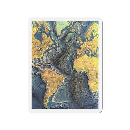 Atlantic Ocean Floor (1968) (Map) Refrigerator Magnet-3" x 3"-The Sticker Space