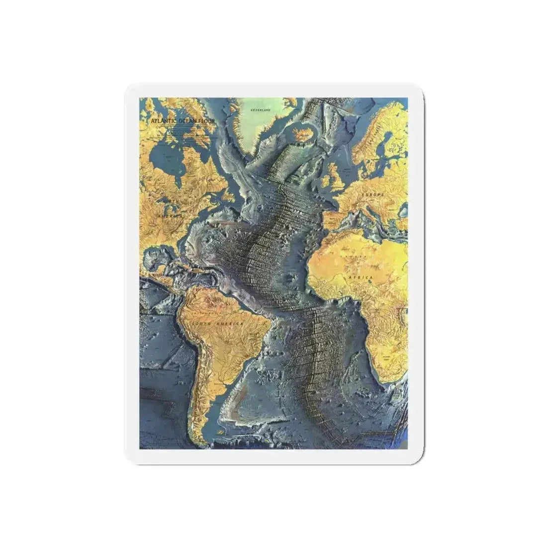 Atlantic Ocean Floor (1968) (Map) Refrigerator Magnet 6 Inch - The Sticker Space
