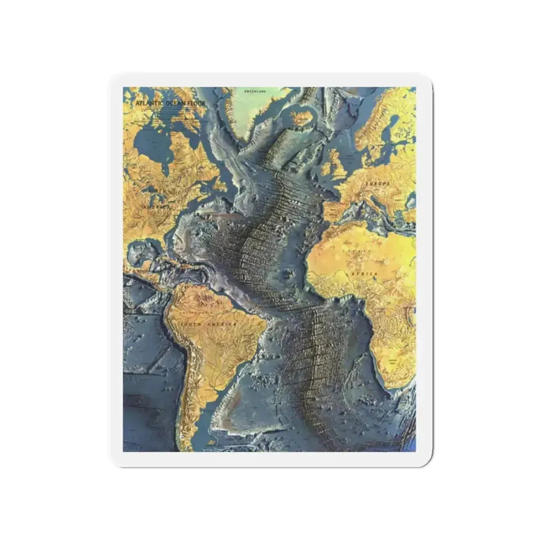 Atlantic Ocean Floor (1968) (Map) Refrigerator Magnet - The Sticker Space
