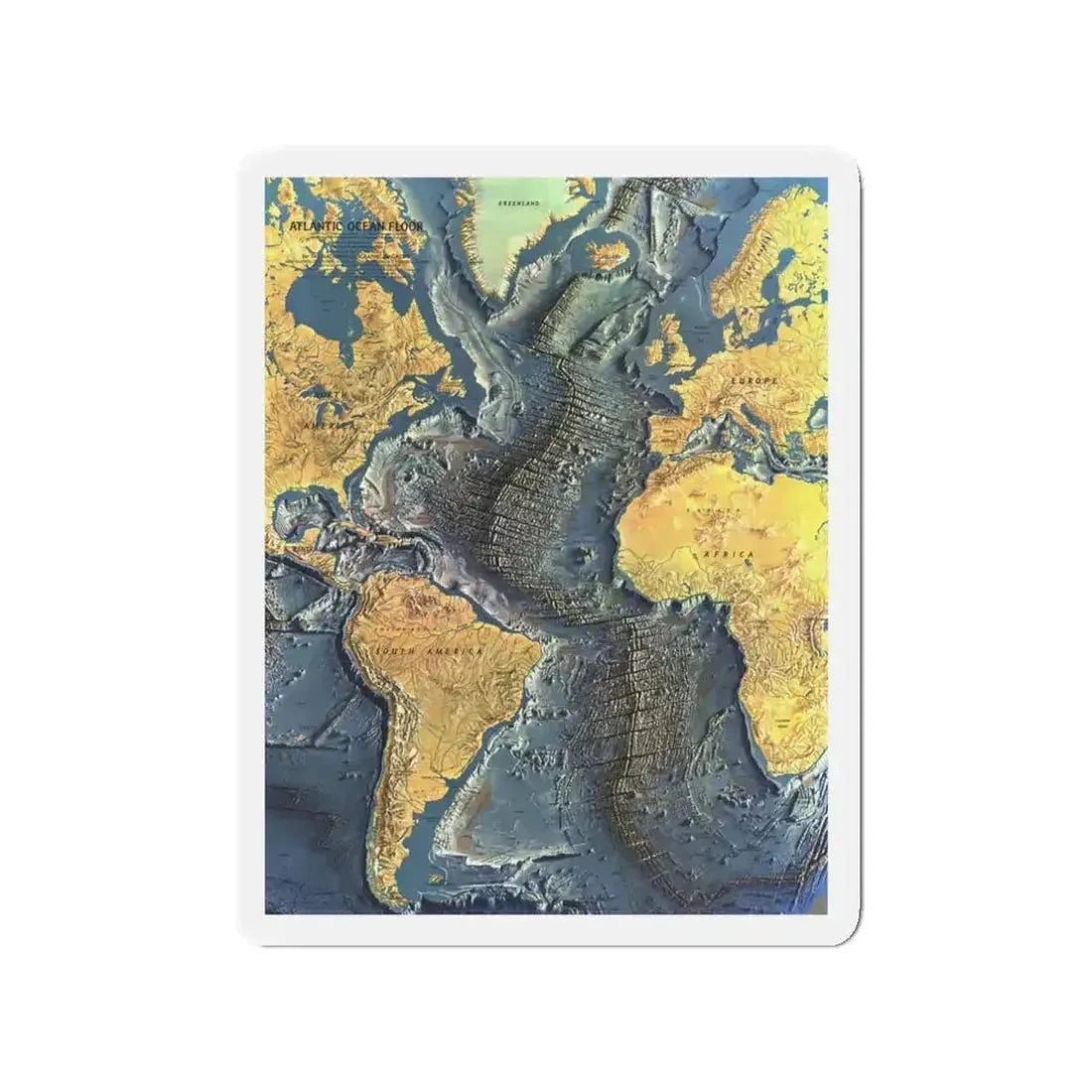 Atlantic Ocean Floor (1968) (Map) Refrigerator Magnet - The Sticker Space