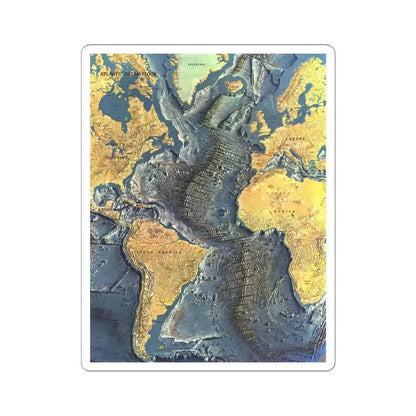 Atlantic Ocean Floor (1968) (Map) STICKER Vinyl Kiss-Cut Decal 4 Inch White - The Sticker Space