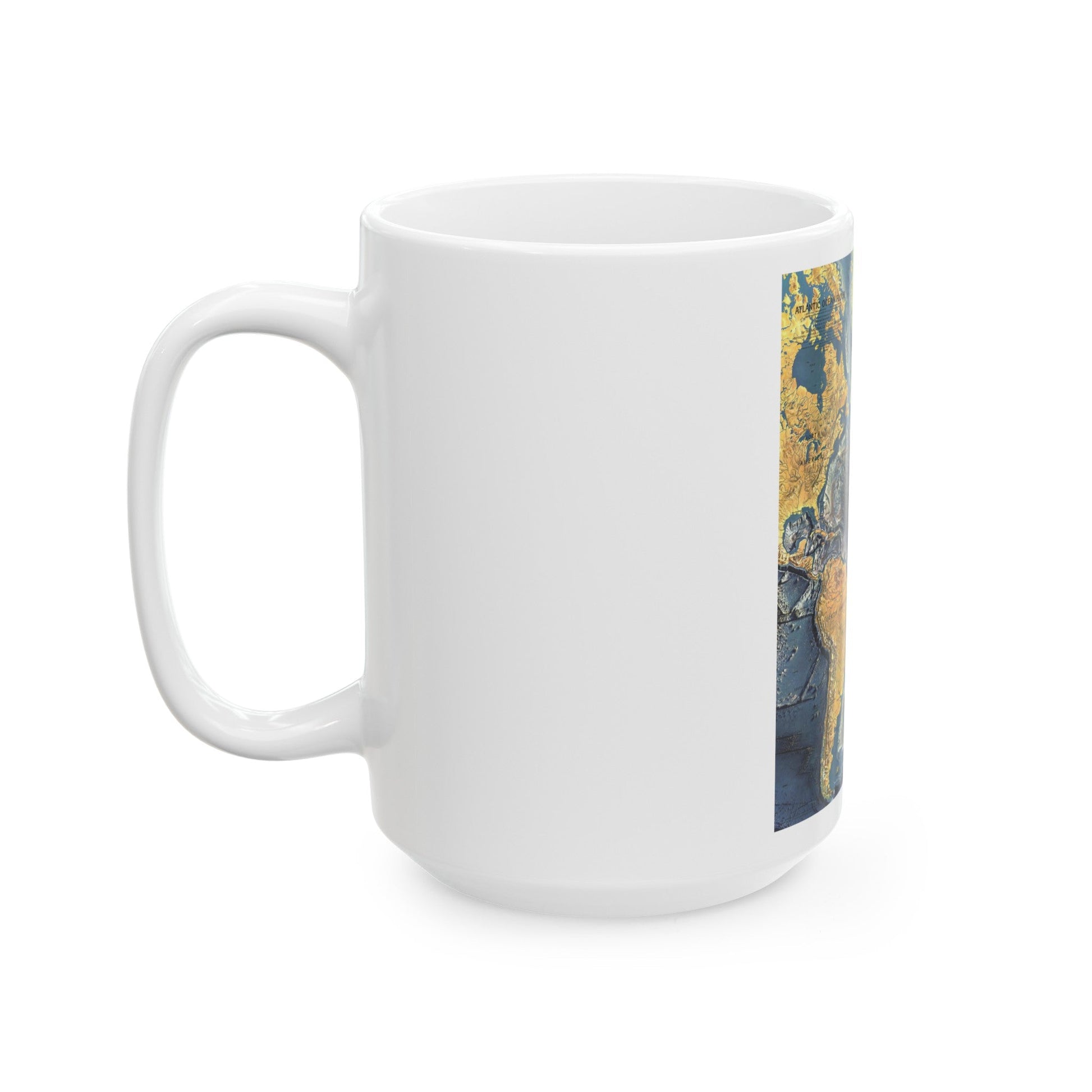 Atlantic Ocean Floor (1968) (Map) White Coffee Mug-The Sticker Space