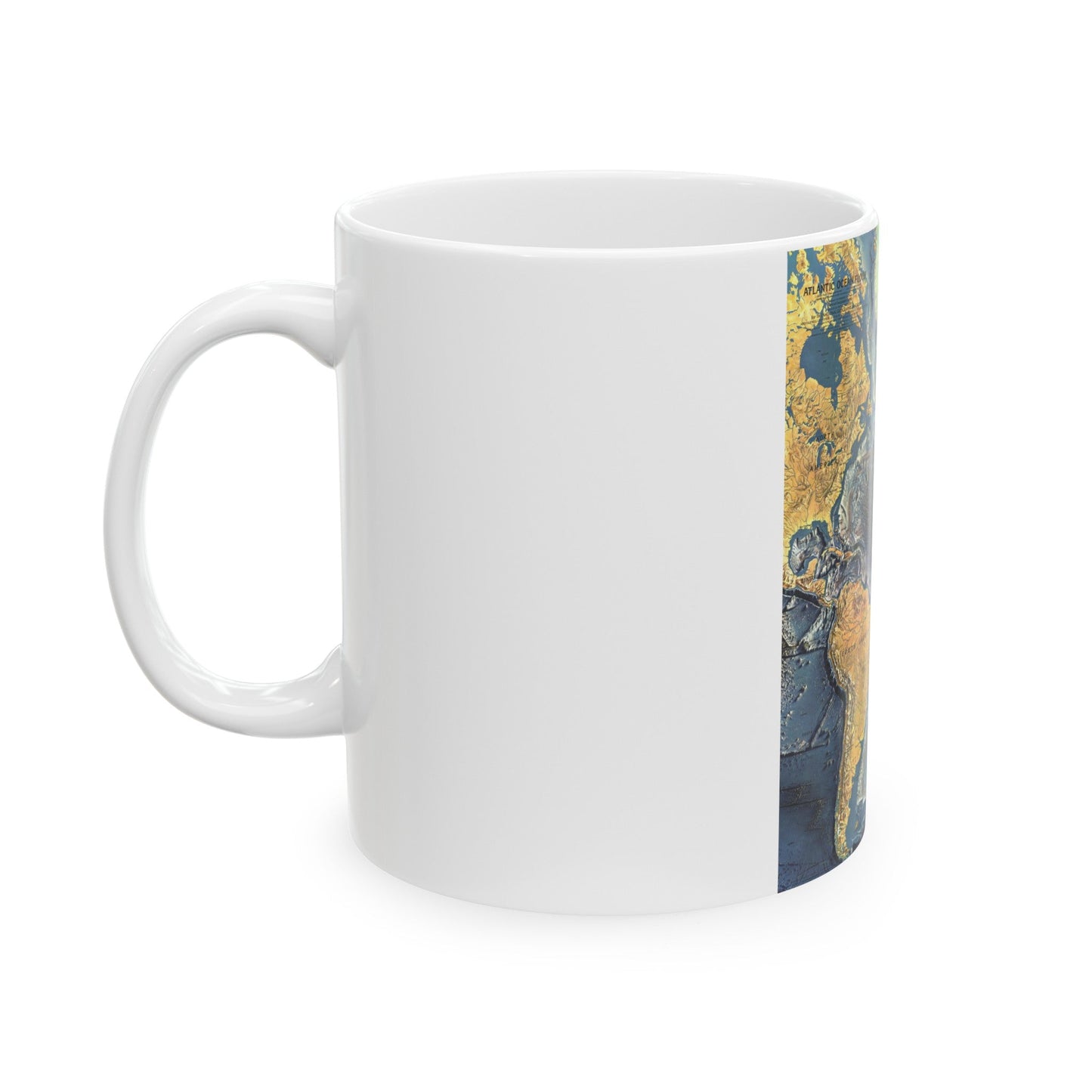 Atlantic Ocean Floor (1968) (Map) White Coffee Mug-The Sticker Space