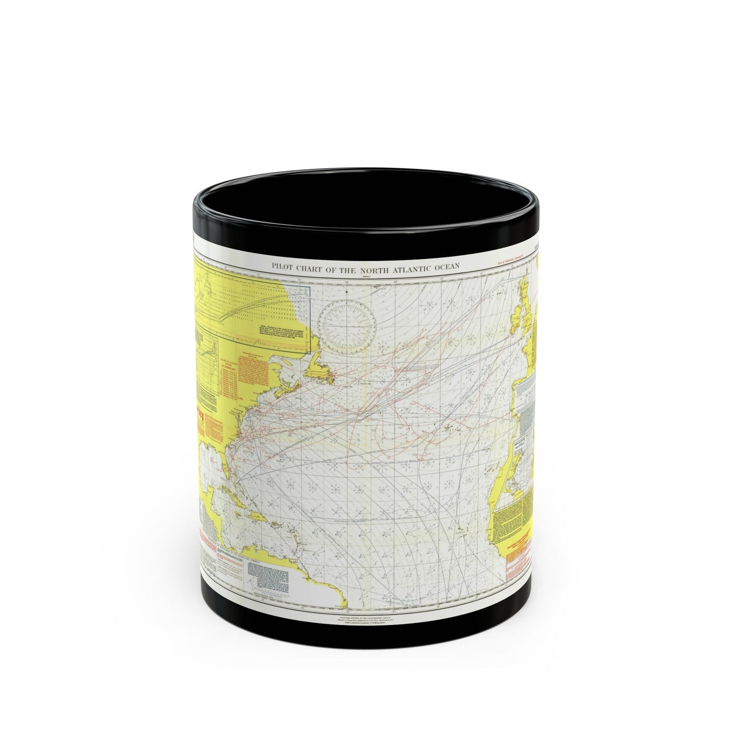 Atlantic Ocean - North (1903) (Map) Black Coffee Mug-11oz-The Sticker Space