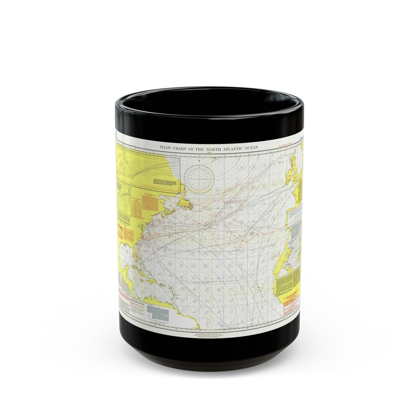 Atlantic Ocean - North (1903) (Map) Black Coffee Mug-15oz-The Sticker Space