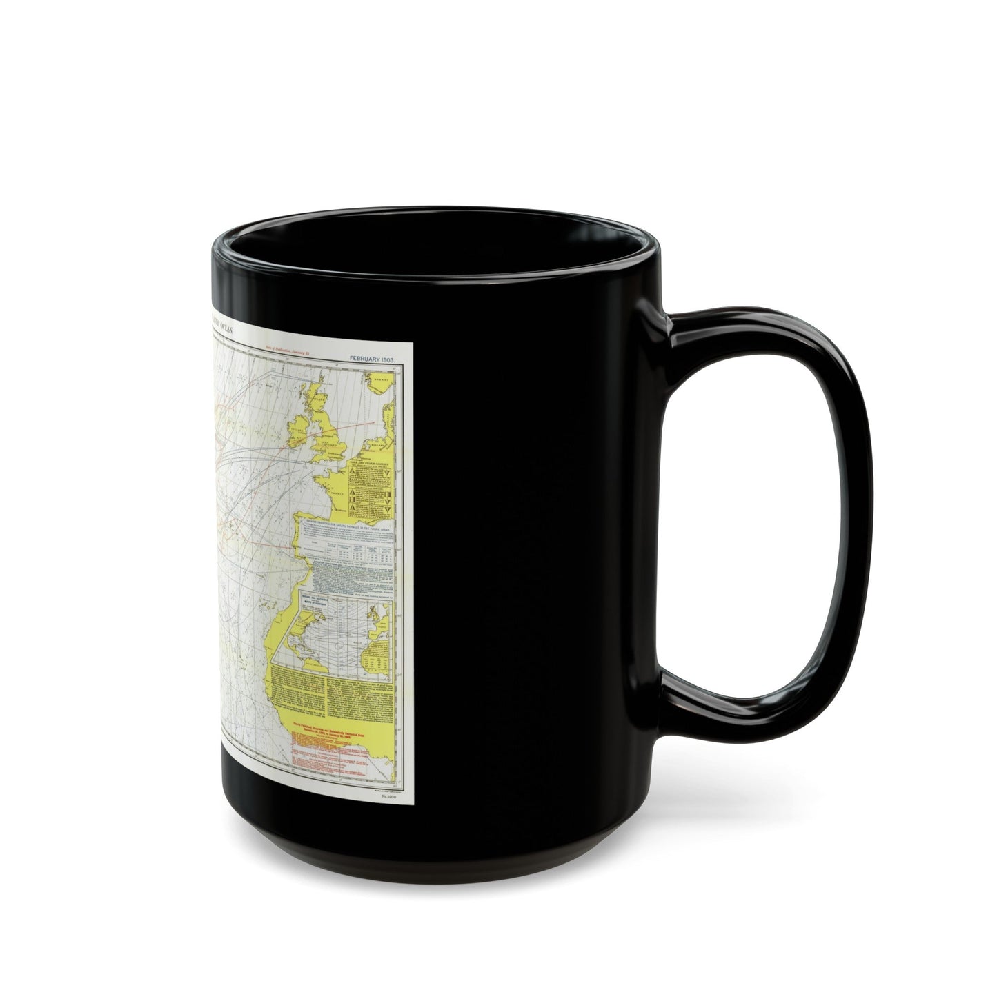 Atlantic Ocean - North (1903) (Map) Black Coffee Mug-The Sticker Space