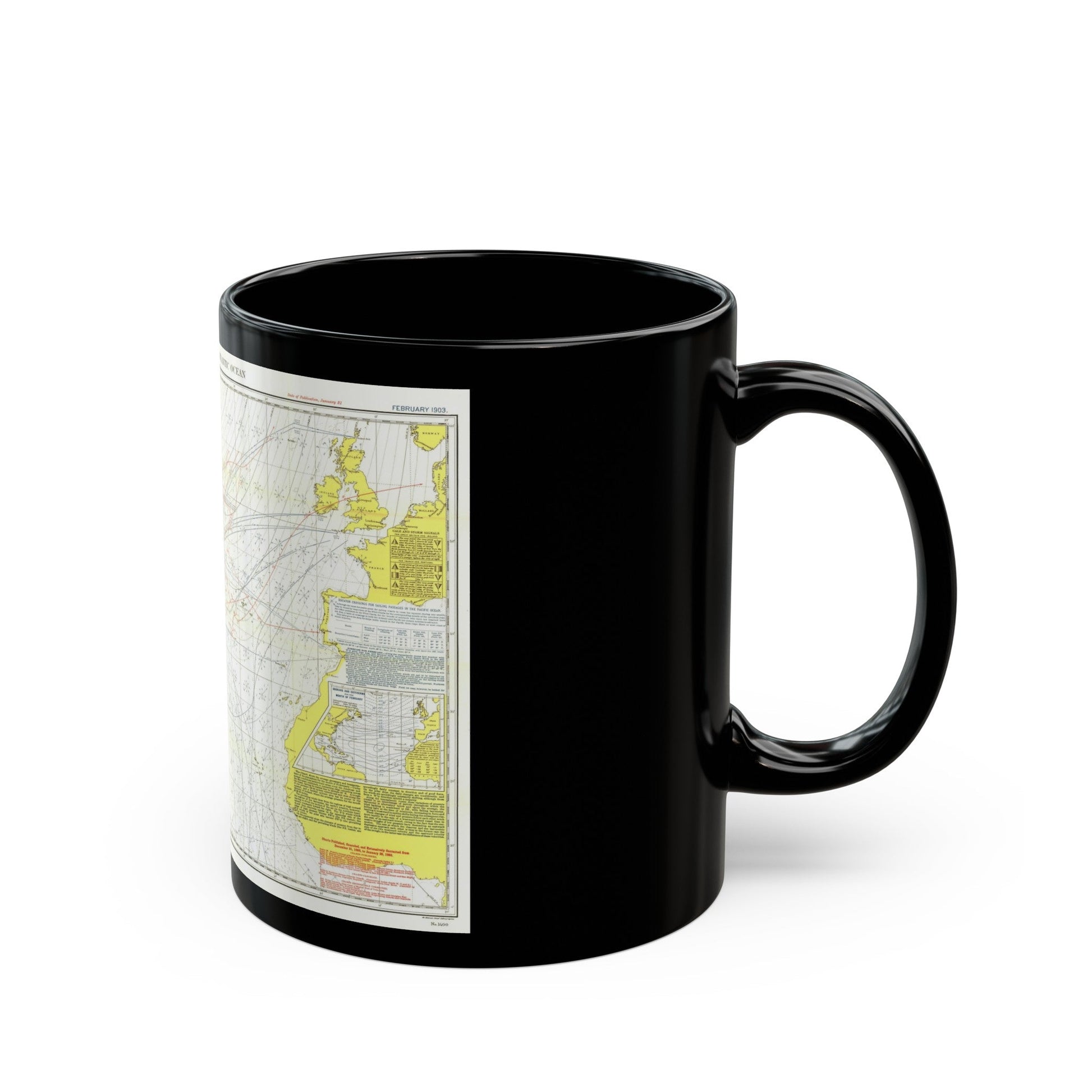 Atlantic Ocean - North (1903) (Map) Black Coffee Mug-The Sticker Space