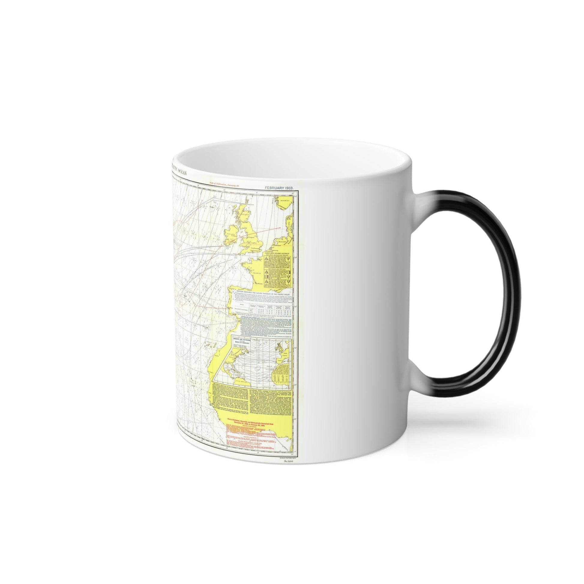 Atlantic Ocean - North (1903) (Map) Color Changing Mug 11oz-11oz-The Sticker Space