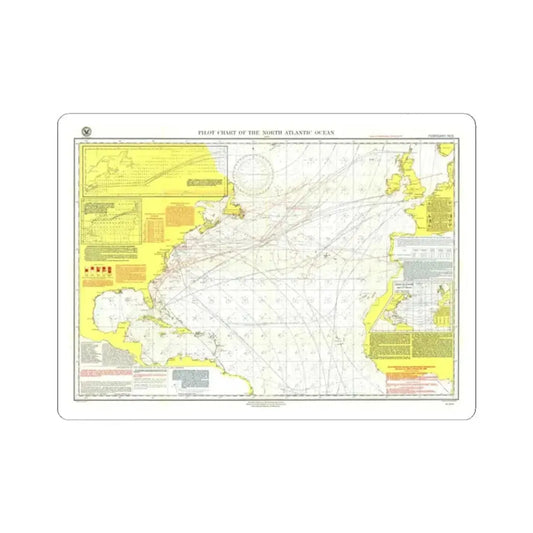 Atlantic Ocean - North (1903) (Map) STICKER Vinyl Kiss-Cut Decal 2 Inch White - The Sticker Space