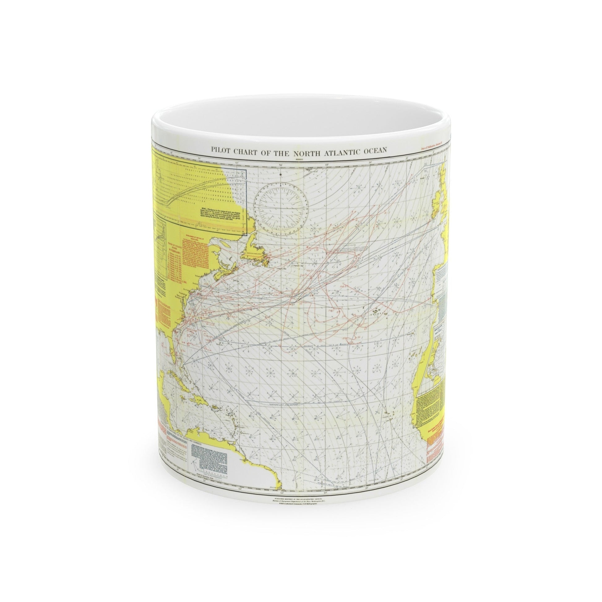 Atlantic Ocean - North (1903) (Map) White Coffee Mug-11oz-The Sticker Space