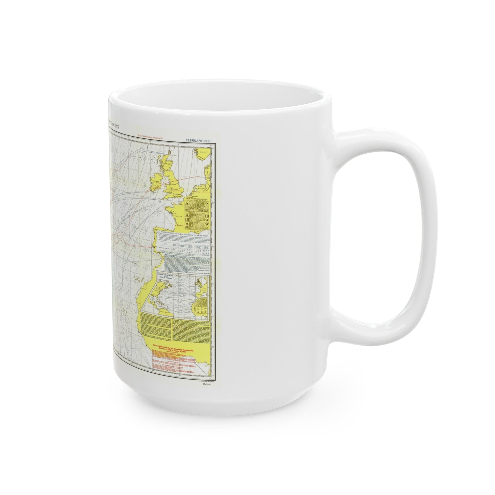 Atlantic Ocean - North (1903) (Map) White Coffee Mug-The Sticker Space