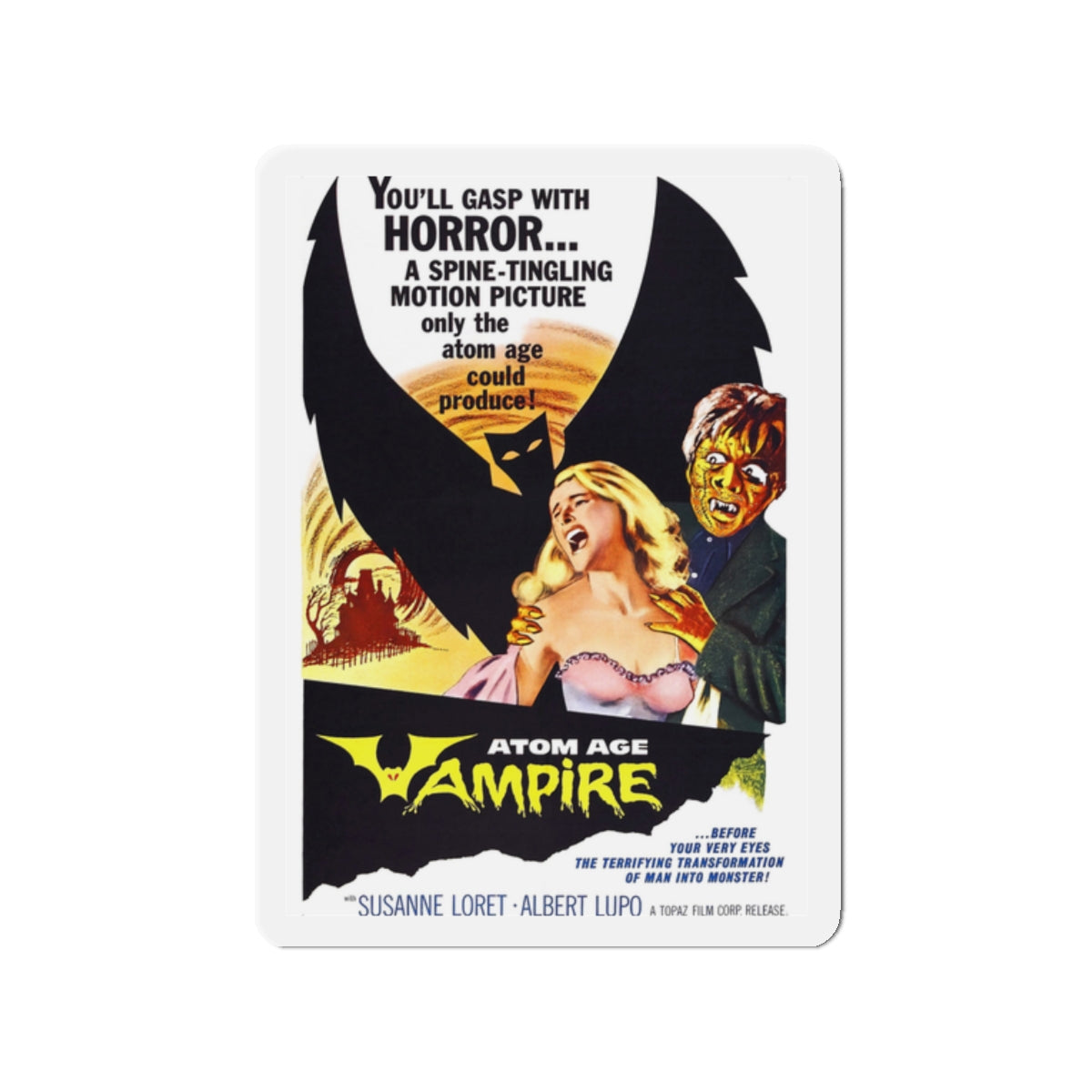 ATOM AGE VAMPIRE 1960 Movie Poster - Die-Cut Magnet-2" x 2"-The Sticker Space