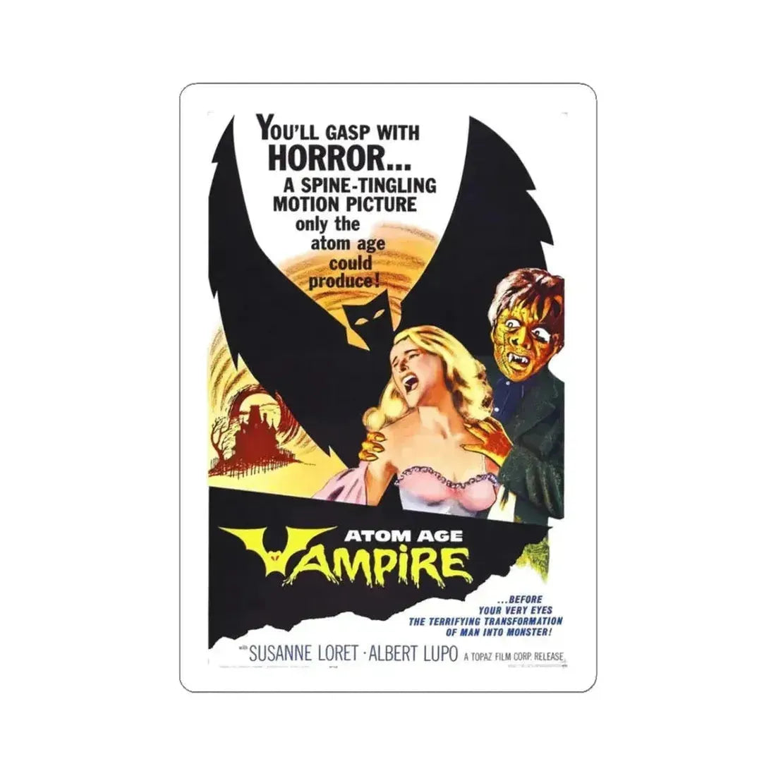ATOM AGE VAMPIRE 1960 Movie Poster - STICKER Vinyl Kiss-Cut Decal 3 Inch White - The Sticker Space