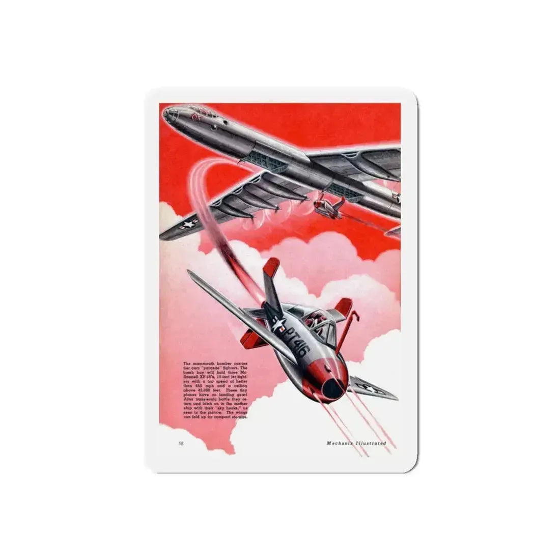 Atom Bomber, Mechanix Illustrated, 1948 (Magazine Illustration) Refrigerator Magnet 4 Inch Die-Cut - The Sticker Space