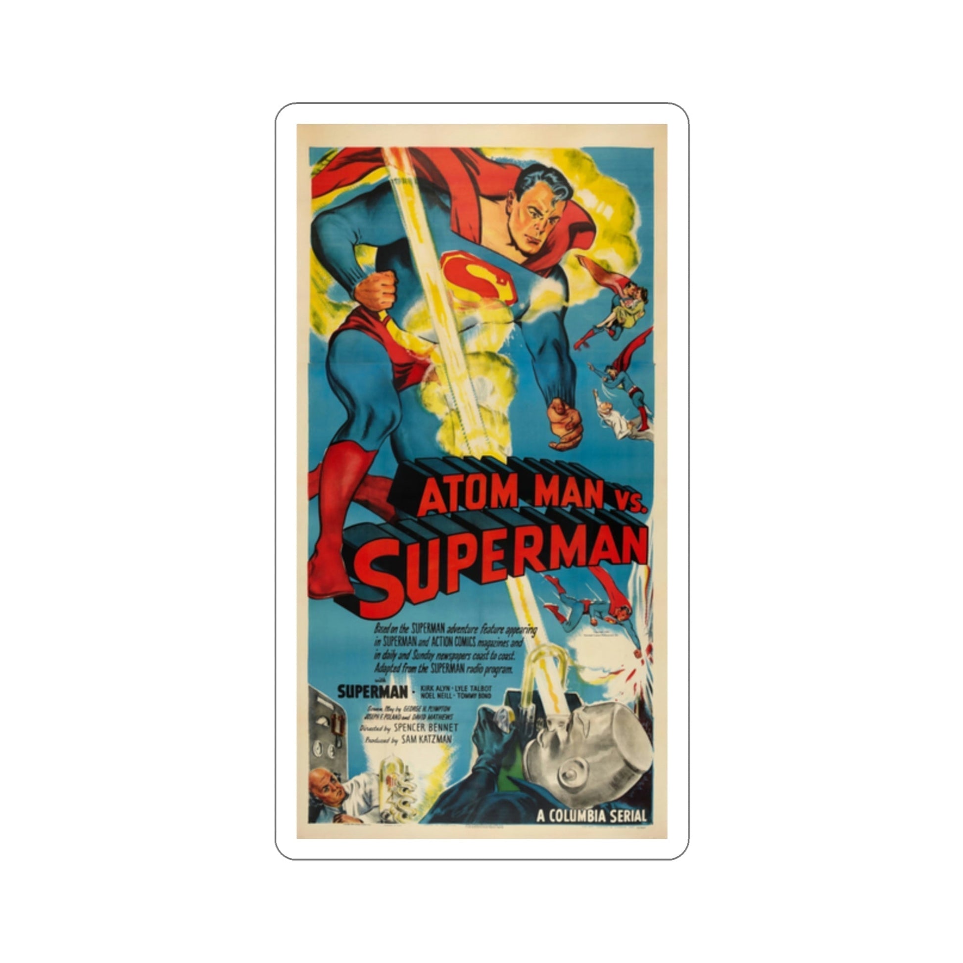 Atom Man vs Superman 1950 Movie Poster STICKER Vinyl Die-Cut Decal-2 Inch-The Sticker Space