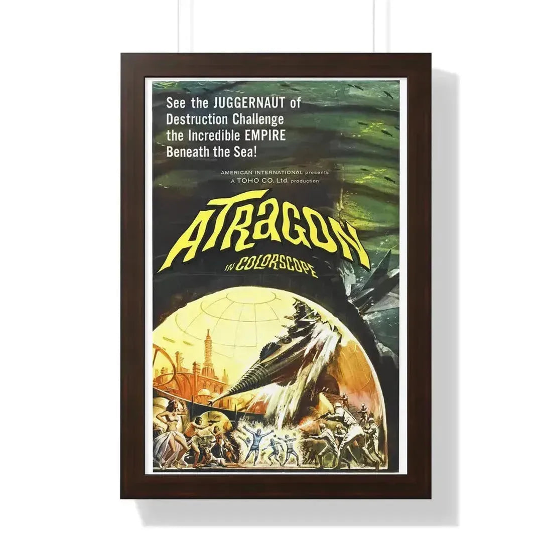 ATRAGON 1963 - Framed Movie Poster 16″ x 24″ Walnut - The Sticker Space