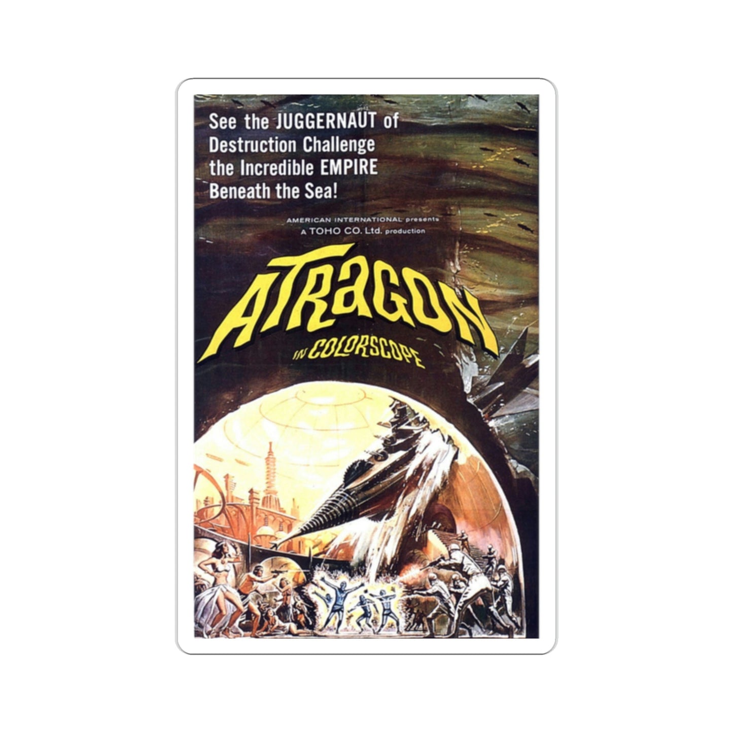 Atragon 1965 Movie Poster STICKER Vinyl Die-Cut Decal-2 Inch-The Sticker Space