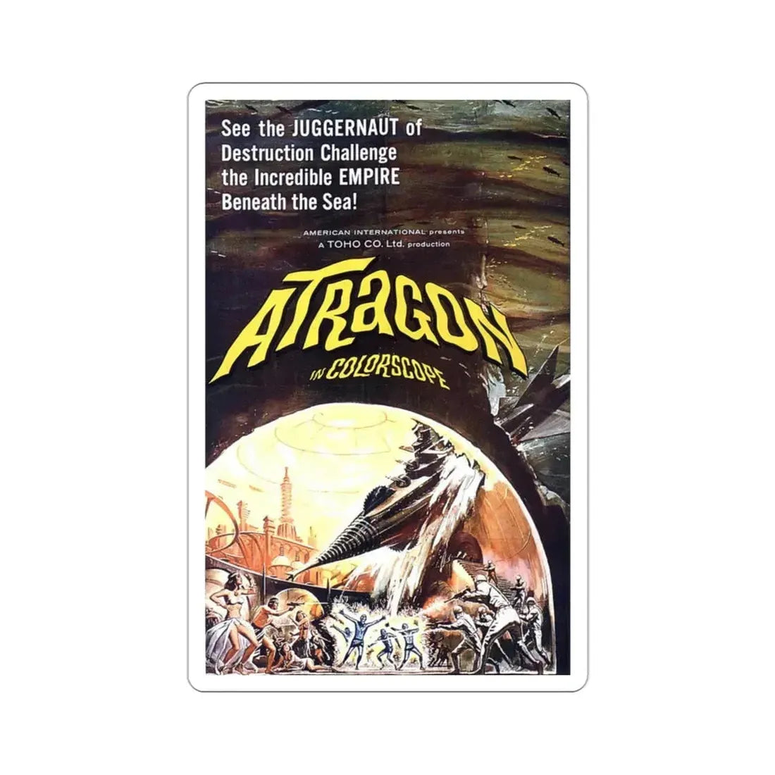 Atragon 1965 Movie Poster STICKER Vinyl Die-Cut Decal 3 Inch - The Sticker Space