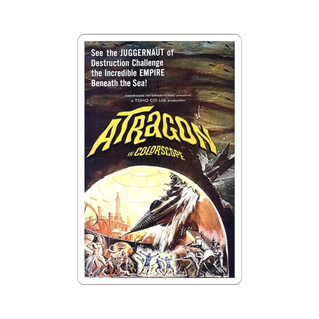 Atragon 1965 Movie Poster - STICKER Vinyl Kiss-Cut Decal 6 Inch White - The Sticker Space