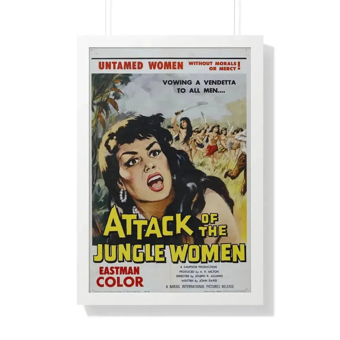 ATTACK OF THE JUNGLE WOMEN 1959 - Framed Movie Poster 20" x 30" White - The Sticker Space