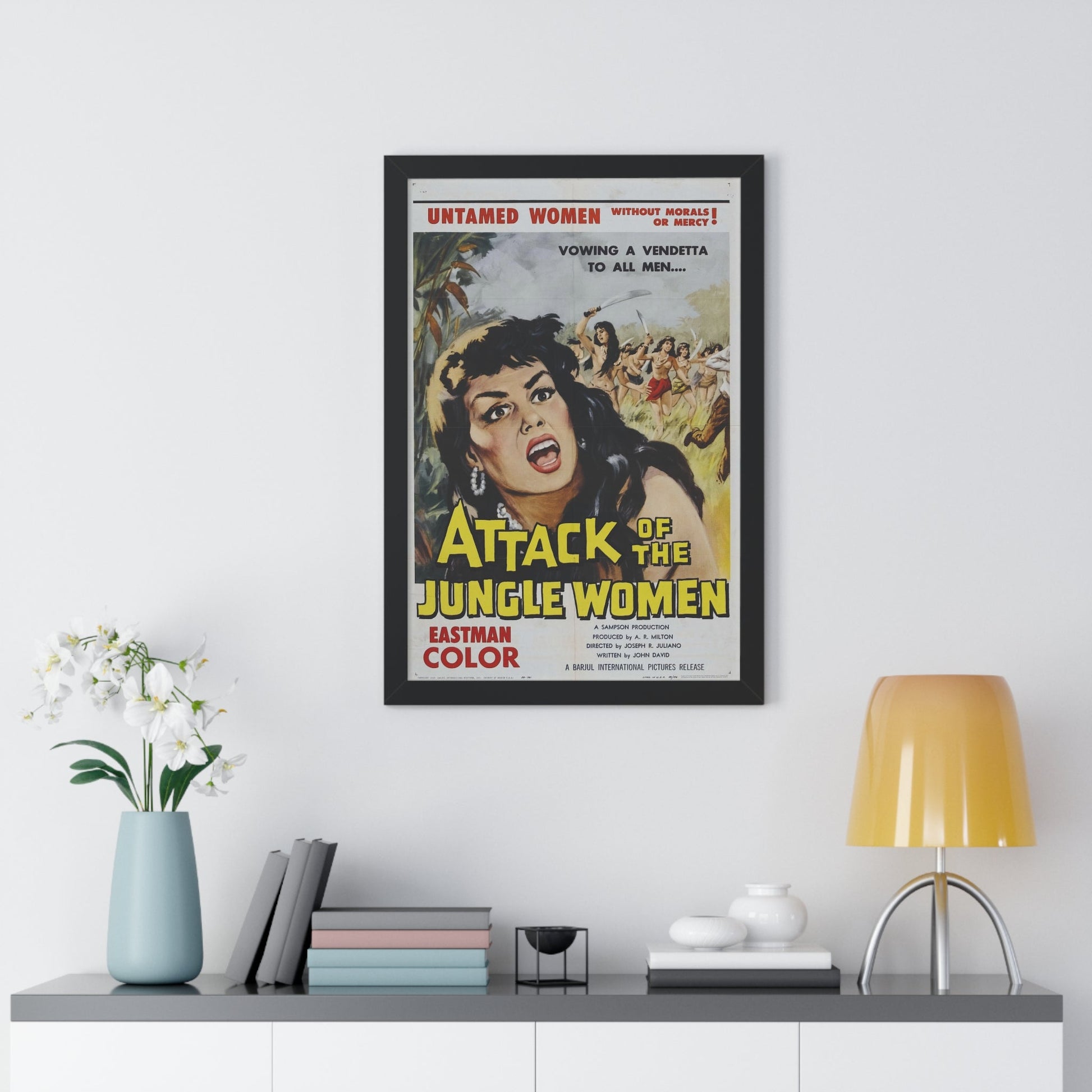 ATTACK OF THE JUNGLE WOMEN 1959 - Framed Movie Poster-The Sticker Space