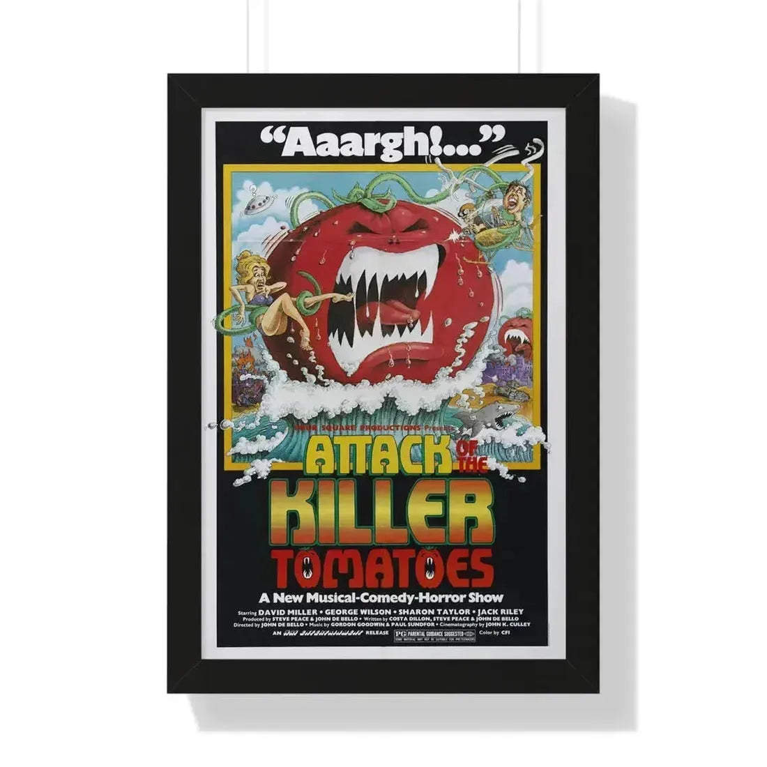 ATTACK OF THE KILLER TOMATOES 1978 - Framed Movie Poster 16″ x 24″ Black - The Sticker Space