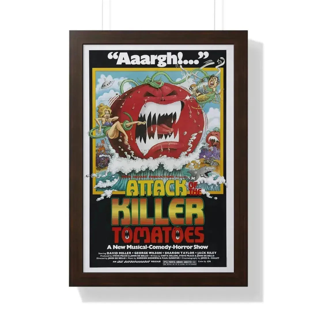 ATTACK OF THE KILLER TOMATOES 1978 - Framed Movie Poster 16″ x 24″ Walnut - The Sticker Space