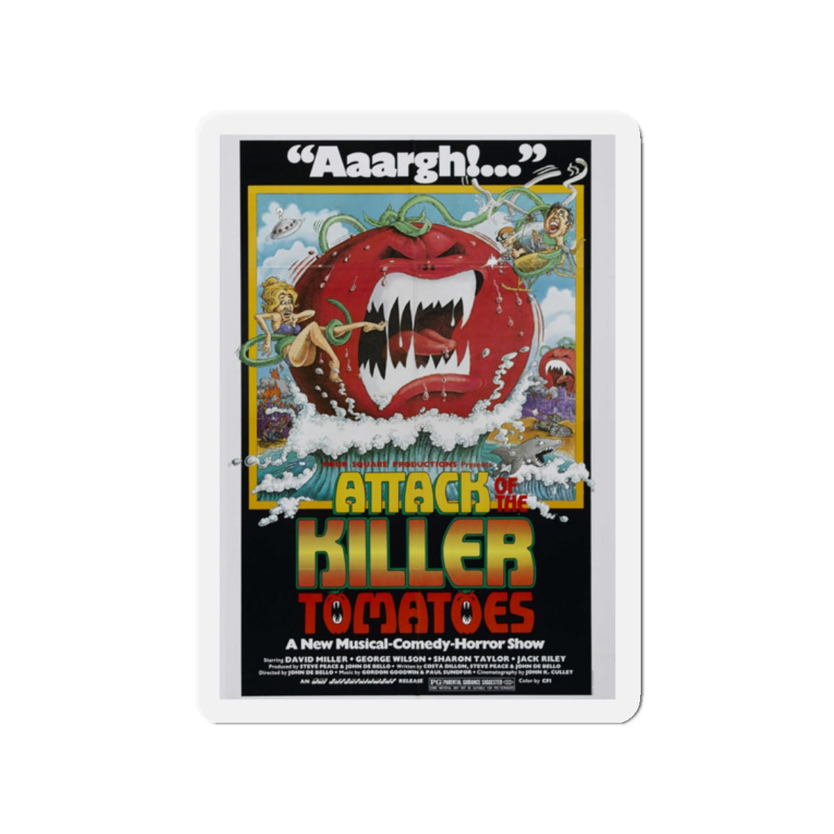 ATTACK OF THE KILLER TOMATOES 1978 Movie Poster - Die-Cut Magnet-2" x 2"-The Sticker Space